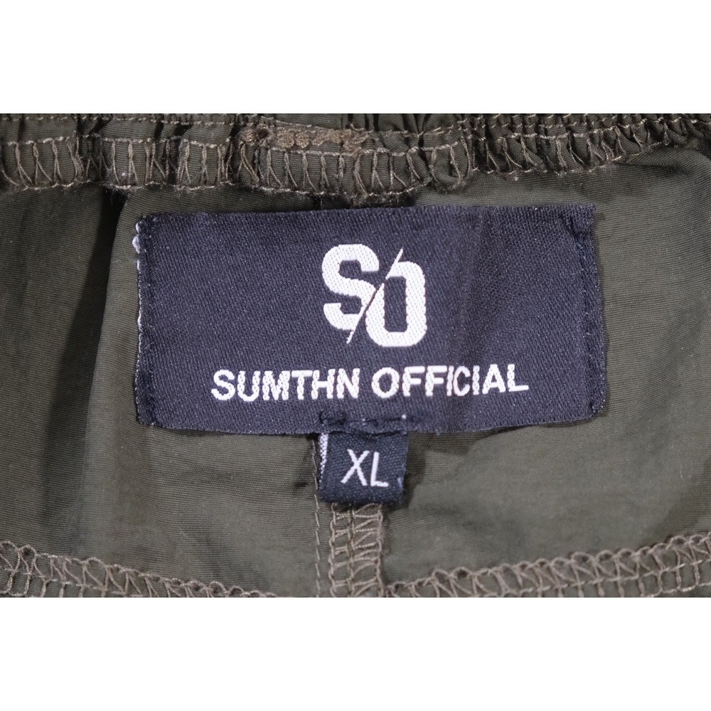 Sumthn Official Pants Mens XL Green Nylon Track Joggers Streetwear Logo Patch - Picture 6 of 6